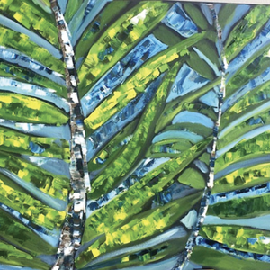 Magic Palms Leaves, by Madelaine Morel, Oleo with Spatule on Canvas