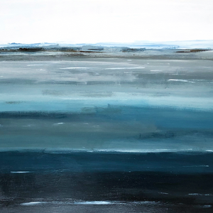 "Layers of Water Blue" By Sallie Otenasek, Acrylic on Wood