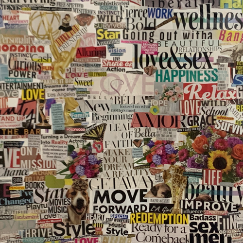 ”My Life Expectations VS My Reality” By Toni Wood, Collage on Canvas