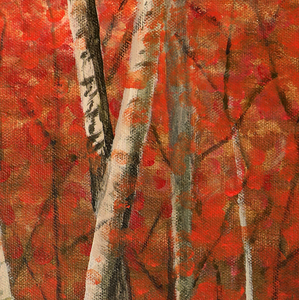 "Birches in the Fall" By Annette Tan, Acrylic on Canvas