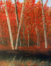 "Birches in the Fall" By Annette Tan, Acrylic on Canvas