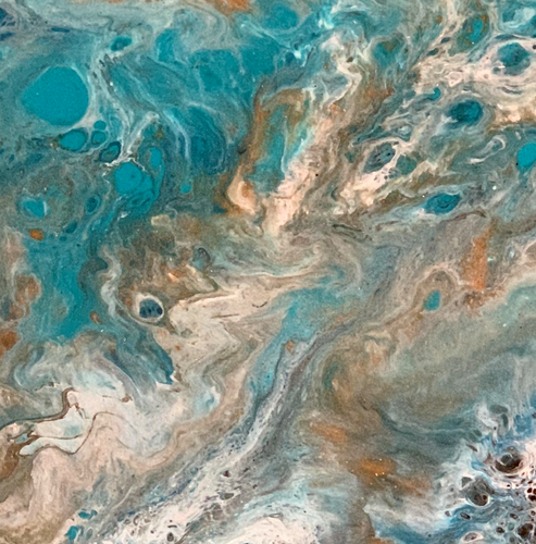 “Skies are Clearing” By Shelley Wilder, Resin, Acrylics and Inks on Glass
