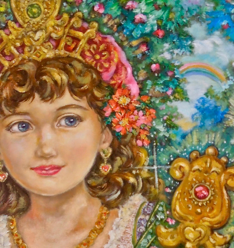 “Telopair Flower Princess” By Yumi Sugai, Oil on Canvas