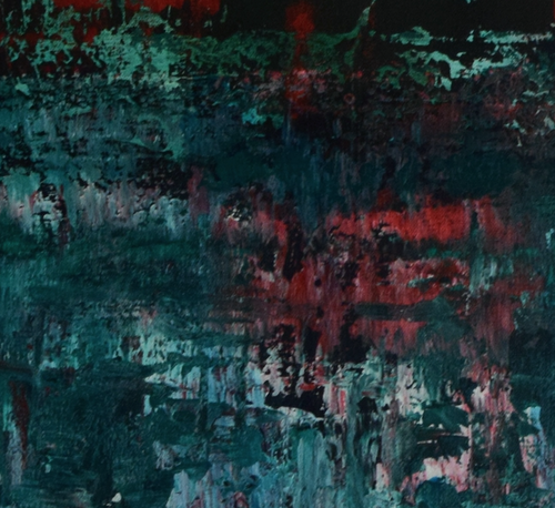 “Red Petals on Water” By Ric Connors, Acrylic on Canvas