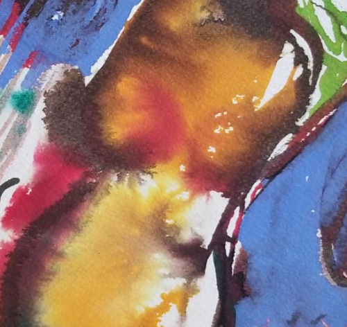 “Pregnant” By Fahimeh Sorkhabi, Ecoline and Gouache on Hard Paper