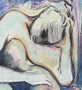 “Untitled” By Fahimeh Sorkhabi, Oil Pastel and Pencil on Paper
