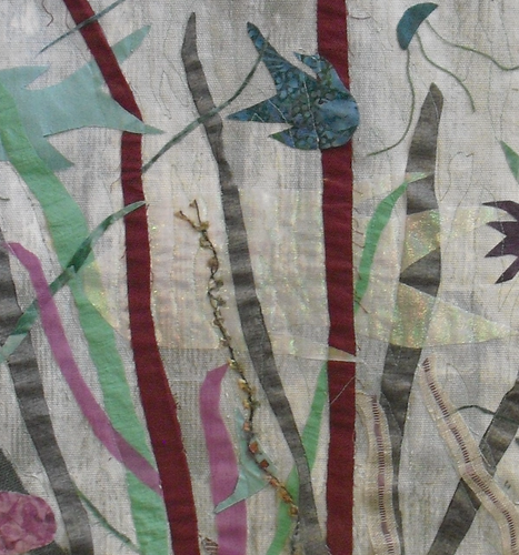 “Life Among the Seaweed” By Ann Baldwin May, Fiber Art Quilt