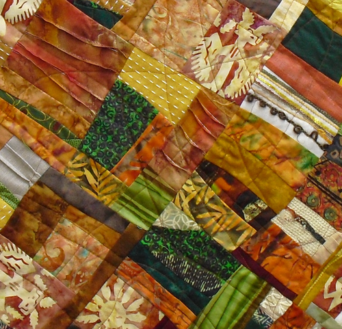 “Sunlit Boulders” By Ann Baldwin May, Fiber Art Quilt