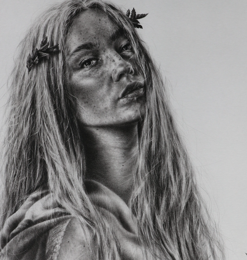 “Lady of Athens” By  Brett Wagner, Charcoal and Graphite on Paper