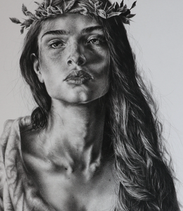 “The Rose and Thorn” By  Brett Wagner, Charcoal and Graphite on Paper