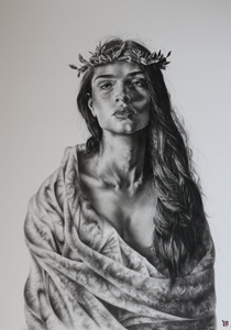 “The Rose and Thorn” By  Brett Wagner, Charcoal and Graphite on Paper
