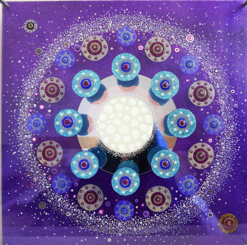 “You And Me” By Joanna Chrys, Mixed Media on 3 Plexiglass Panels