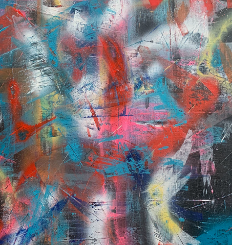 “Electra” By Rachel Camilleri, Acrylic and Spray Paint on Canvas