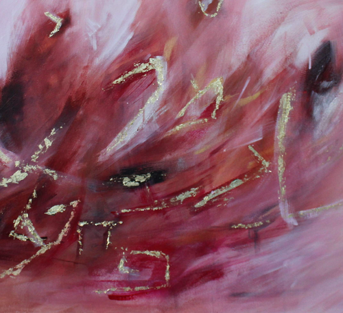 “Alef Bet in Fire” By Yaeli Fine Art, Acrylic and Gold Leaf on Canvas