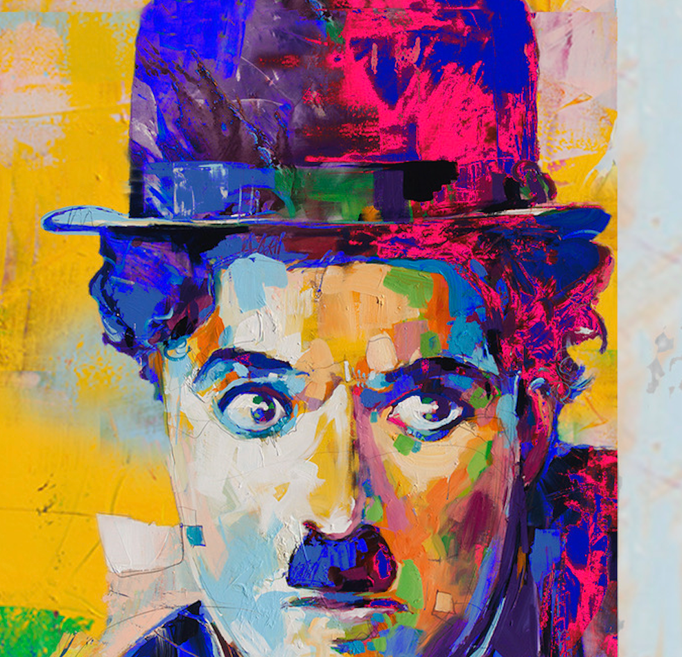 “Chaplin” By Reza Safa, Oil & Acrylic on Canvas