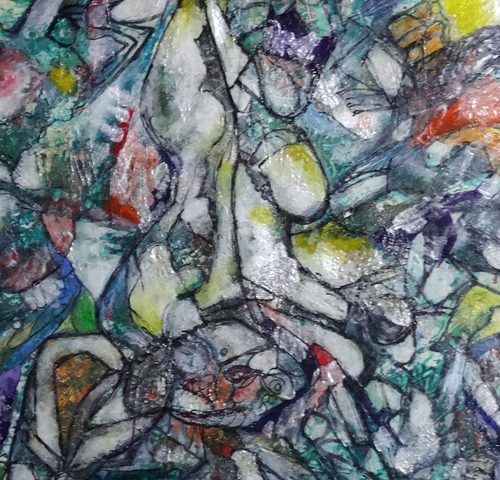 “Cells Accumulate Brightly” By Akira Kamita, Acrylic on Canvas
