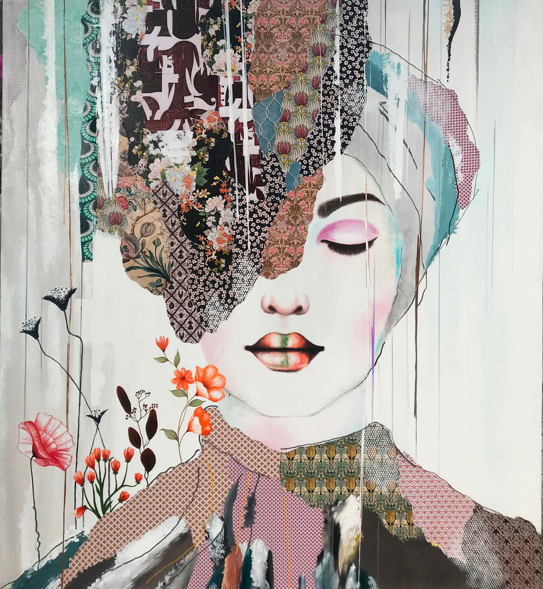 “Showing Up” By Irene Hoff, Mixed Media on Canvas