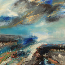“The Sky Grew Darker, Painted Blue on Blue, Painted one Stroke at a Time” By Lucy Marks, Oil on Wood Panel