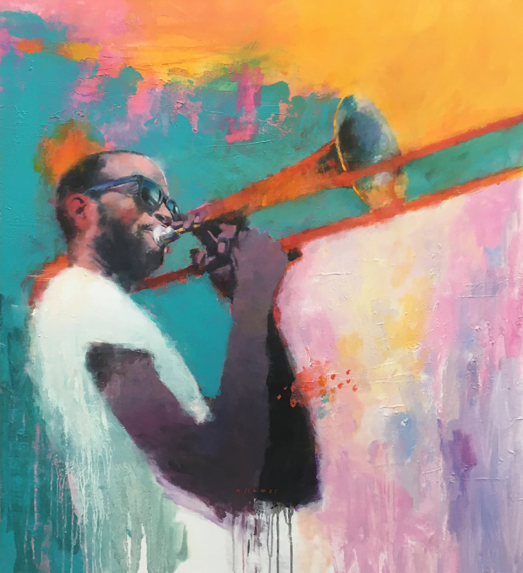 “Trombone Shorty” By Nick Stamas, Oil on Canvas