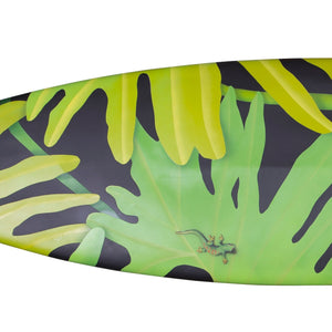 "Tropical Gecko" by Dwight Touchberry, Mixed Media on Recycled Surfboard
