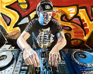 "The Dj" by Andy Martinez, Oil on Canvas