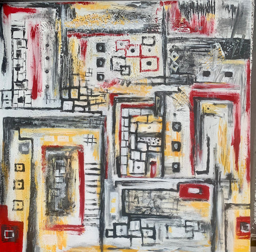 “Box of Crayons” by Bahar Varzgah, Acrylic on Canvas