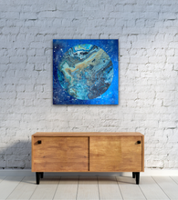 "Galactic walks series -Blue Planet" by  Natalia Schäfer, Mixed Media, Metal on Canvas