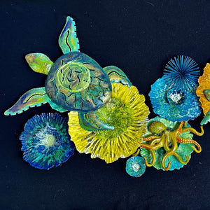 "Reef Delight" by Camille Woods, Mixed Media on Metal