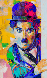 “Chaplin” By Reza Safa, Oil & Acrylic on Canvas