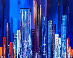 "Electroscape 2" Susie Hall, Acrylics on gallery-wrapped canvas with the edges painted black