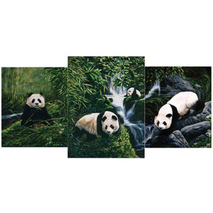 "Panda Bears" Triptych by Laura Curtin, Oils on Canvas