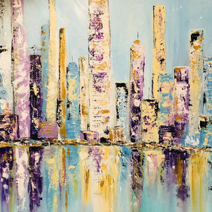 "Big Blue City" By Lori Burke, Acrylic on Canvas