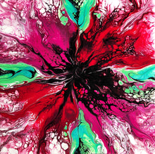 “Red Blossom” By Farah Singer, Acrylic and Resin on Canvas