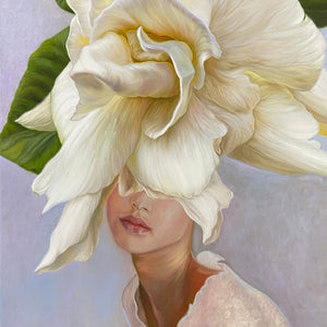 "Portrait with gardenia" by Helen Neumann, Oils on Canvas
