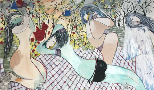 “Four season by in One” by Sima  Wewetzer, Acrylic and Oils on Canvas