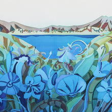 "Blue Valley" by Irina Dorofeeva, Hand-Painted Silk, 100% Natural Silk, Silk Dyes, Gutta Resist