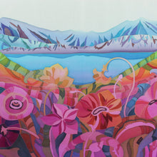 "Pink Poppies Valley" by Irina Dorofeeva, Hand-Painted Silk, 100% Natural Silk, Silk Dyes, Gutta Resist
