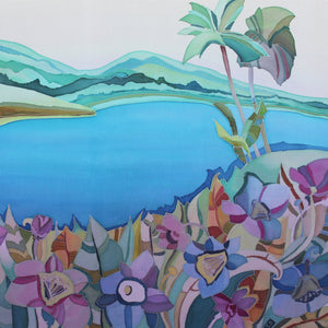 "Laguna Beach" by Irina Dorofeeva, Hand-Painted Silk, 100% Natural Silk, Silk Dyes, Gutta Resist