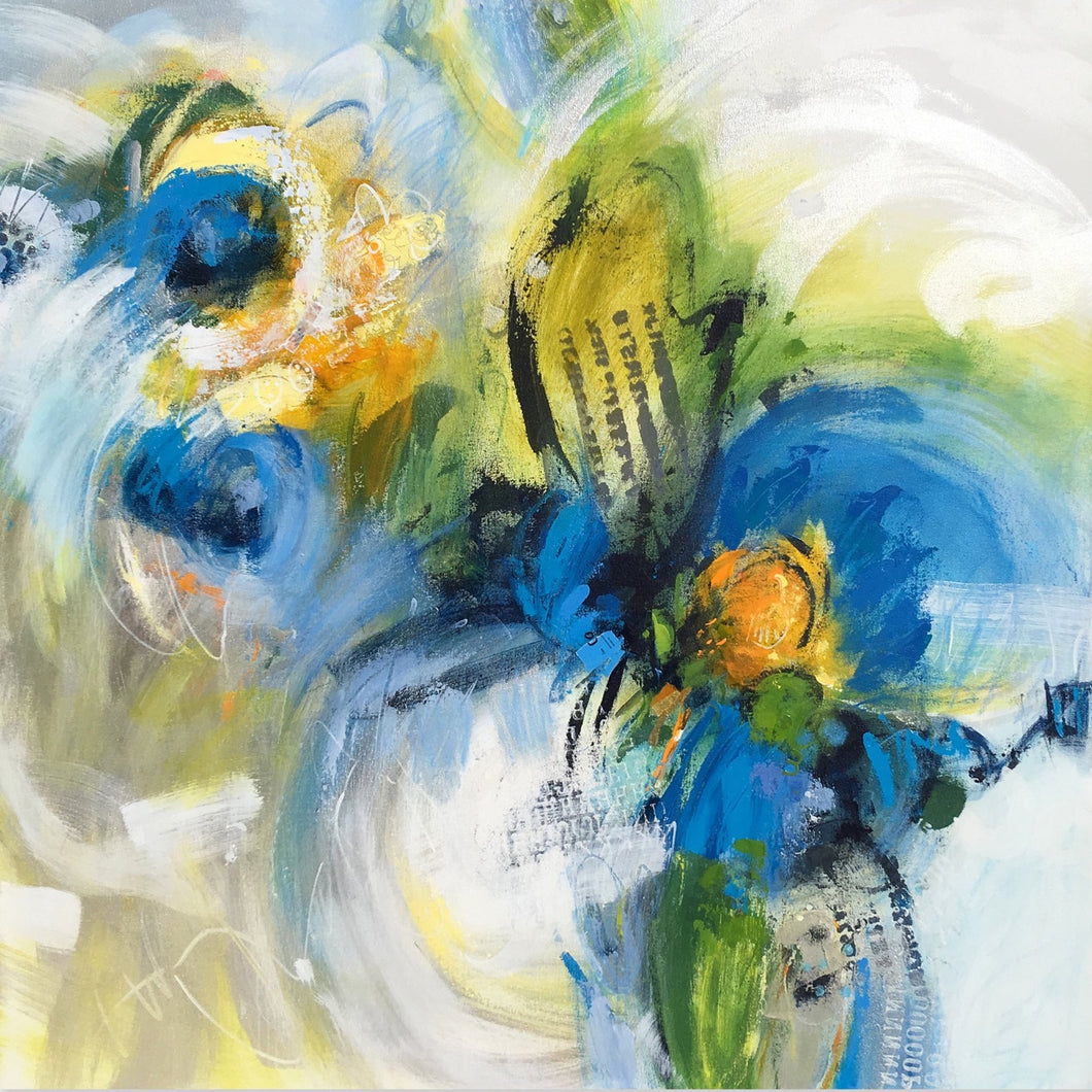 “Twirlwinds” by Janet Bothne, Acrylic & Mixed Media on Canvas