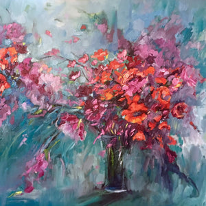 "Abstract Floral" by Jennifer Beaudet, Oil on Canvas