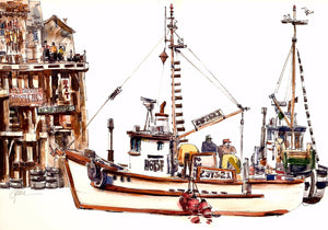 "Fishing Boats Docking" by James Pearce, Giclée on Hard D'Arches Fine Art Paper