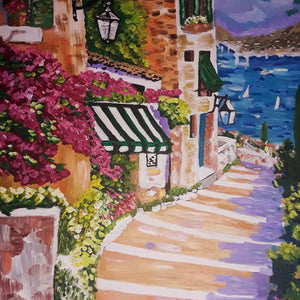 “Lake Como,Italy” By Kristi Argyle, Acrylic on Canvas