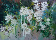 White Roses by Monika Luniak, Oil on Canvas