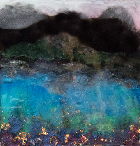 Lake Mountains by Kathryn Silvera, Mixed Media on Canvas