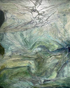 "Debris Afloat" Diptych by Pamela Fox Linton, Mixed Media on Canvas