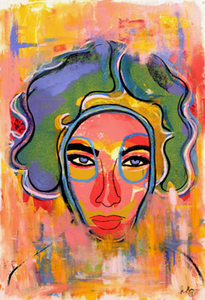 Liz Taylor's Death Mask by Sharon Volpe, Mixed Media on Fine Art Paper
