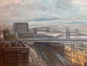 "View from the Aerial Tram" by Julie Mantis, Oil on Canvas