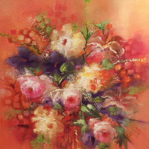 "Think Flowers Be Happy" by Marilyn Weisberg, Oil on Canvas