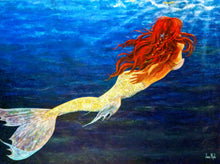 "Mermaid" by Jane Mick, Mixed Media on Canvas