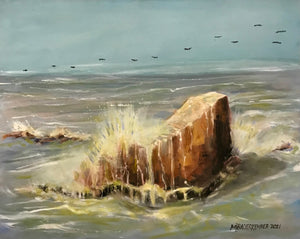 "Sea on Rocks" by Mike Bauerkemper, Oil on Canvas